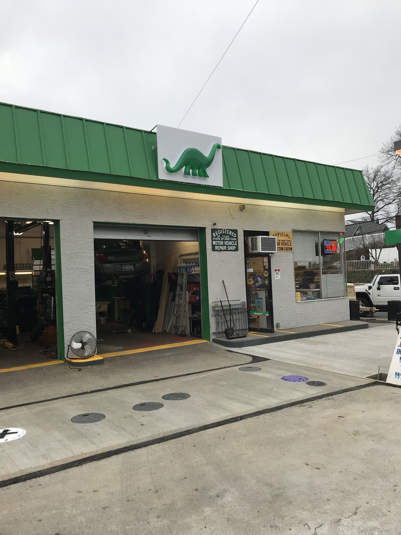 One Broadway Auto service bays and inspection station entrance